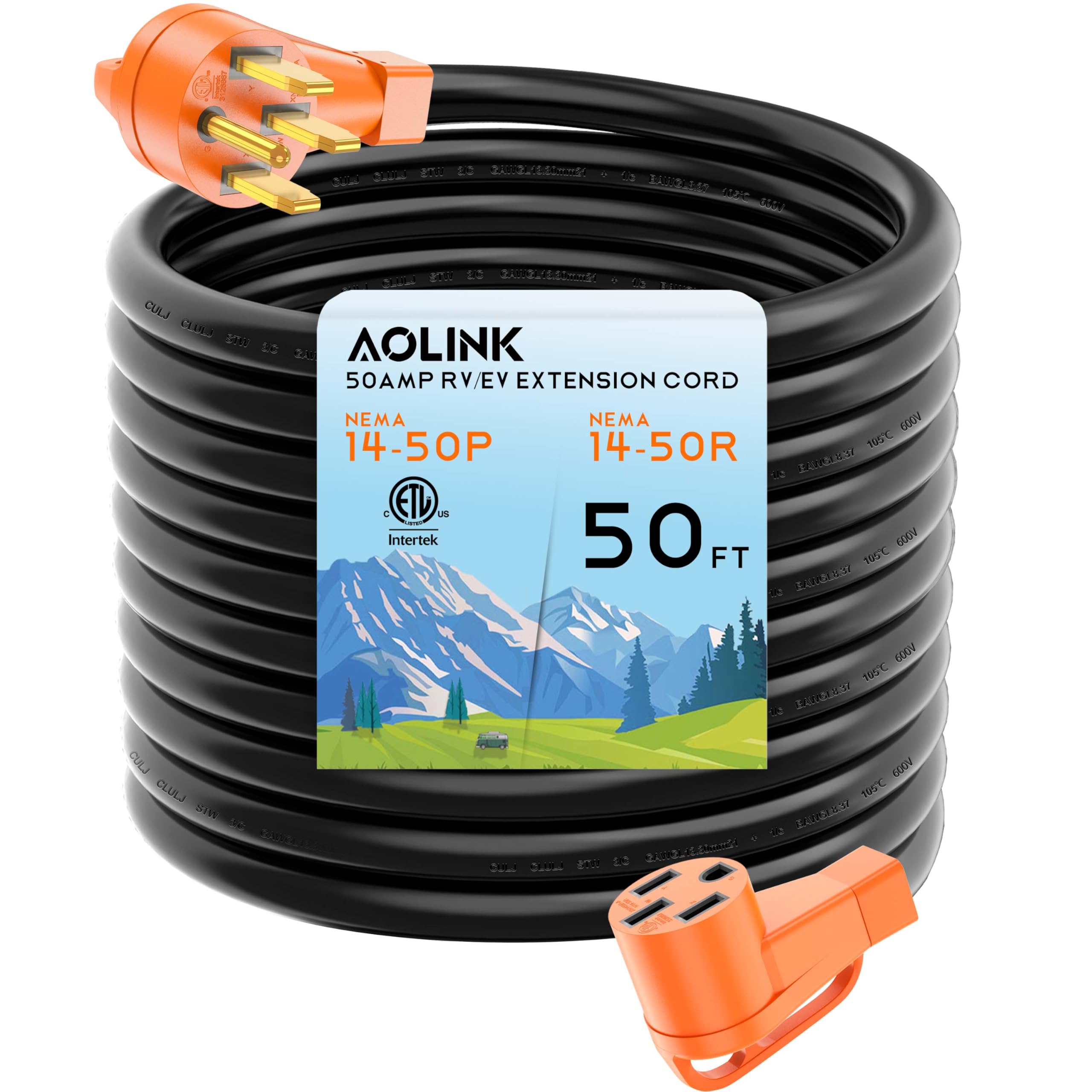 Amazon.com: AOLINK 50 Amp RV/EV Extension Cord 50 Feet, Heavy Duty